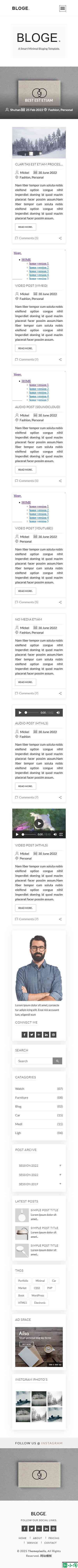 极简个人博客blog网站模板-手机预览